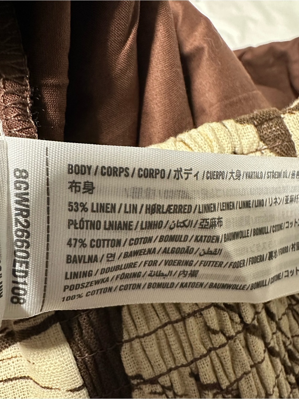 The A&F Scarlett Strapless Linen-Blend Skort in Brown Shell Print XS - Picture 4 of 5